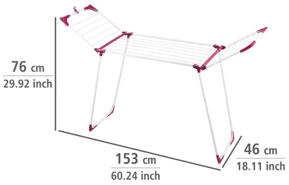 WENKO 3774021100 - Ruhaszárító állvány SUMMER DRY 153x76 cm fehér/rózsaszín