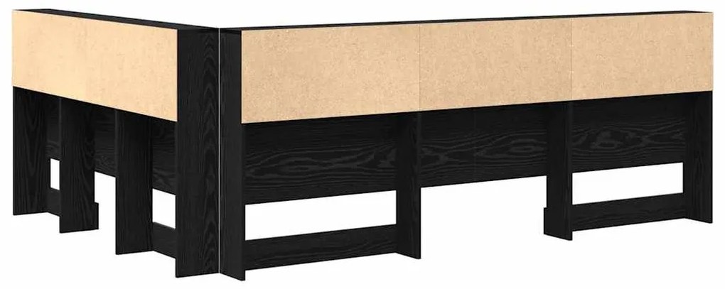 Tároló fejtámla polcokkal tárolóval Musta tammi 160 cm Faanyag