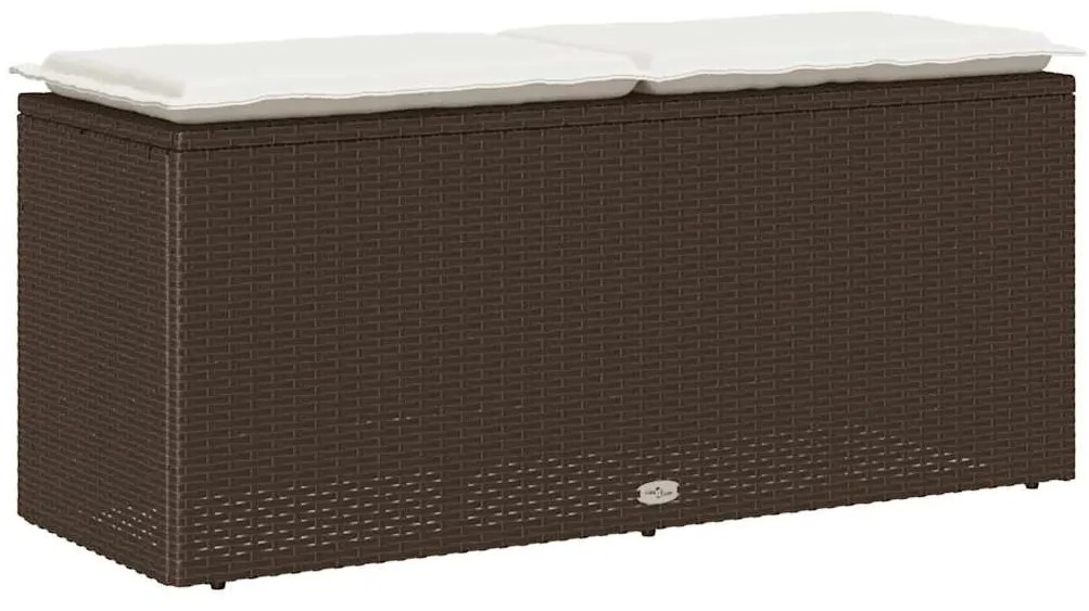 barna polyrattan kerti pad párnával 110x40x44 cm