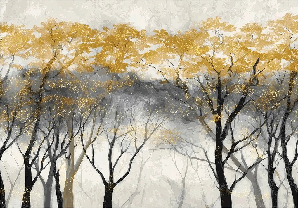 Fotótapéta Erdő Fák Beton Arany Hálószoba Nappali Tapéta Flizelina 350x250