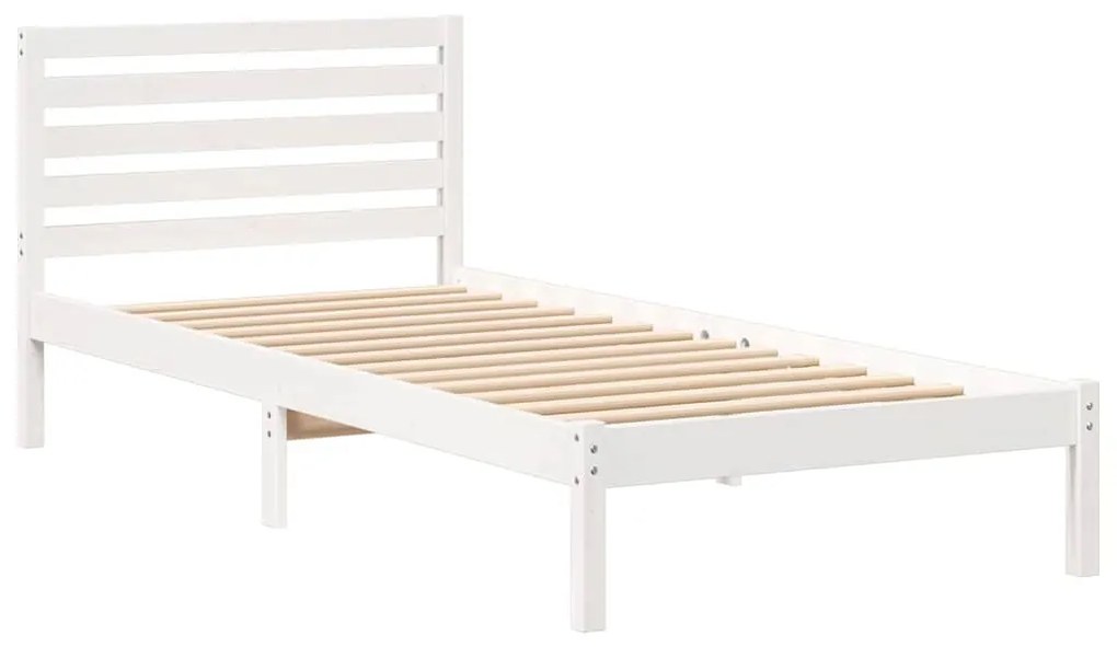 Ágykeret fejtámlával Fehér 80 x 210 cm Tömör fenyőfa