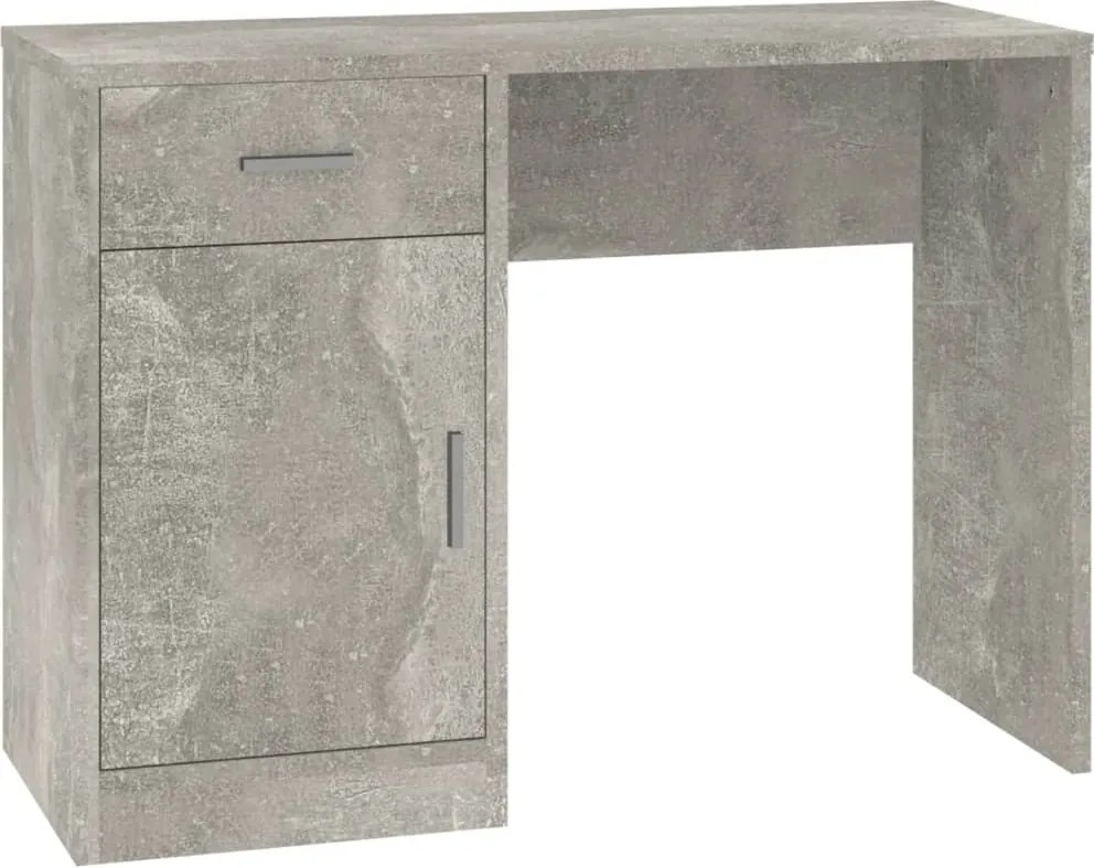 vidaXL betonszürke faanyag fiókos/rekeszes íróasztal 100x40x73 cm