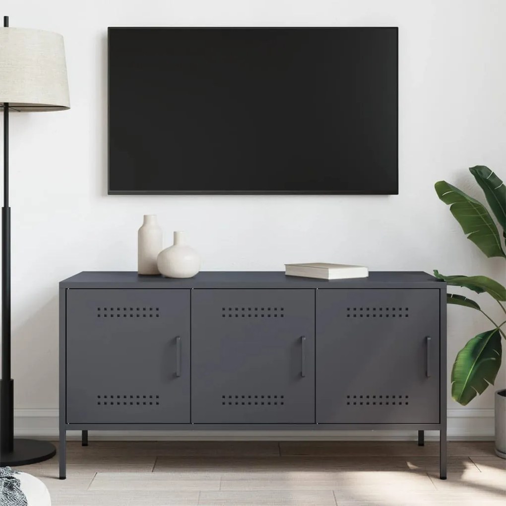 antracitszürke acél TV-szekrény 100,5 x 39 x 50,5 cm