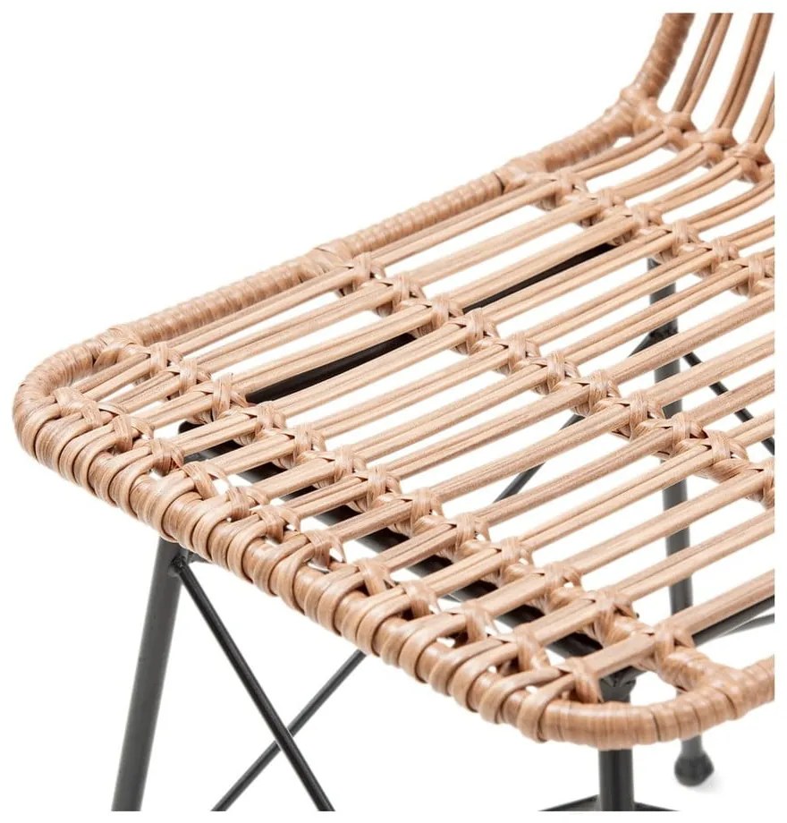 4 db rattan étkezőszék Gabriela és fekete asztal Strong - Bonami Essentials