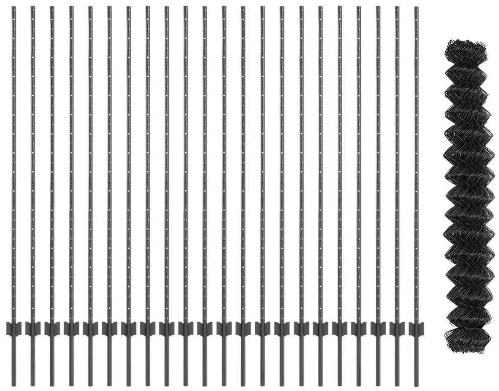Láncos kerítés szett 2 darab Szürke Horganyzott acél 25 x 1.5 m