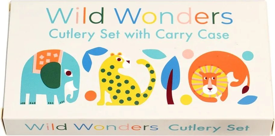 Krémszínű rozsdamentes acél gyerek evőeszköz 2 db-os Wild Wonders – Rex London