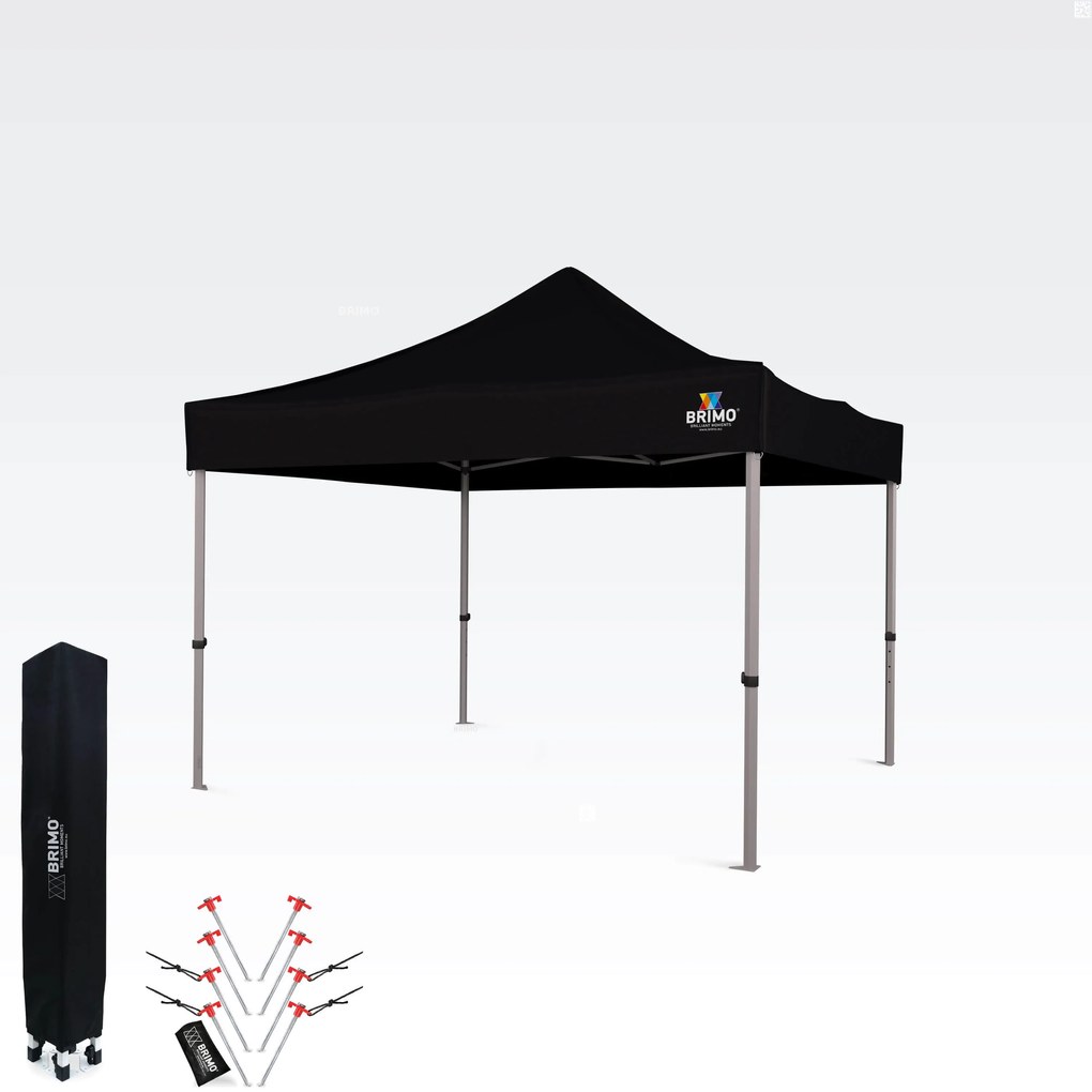 Összecsukható Kerti Pavilon 3x3 m | Prémium UV/PVC Védelem | Masszív BRIMO Vázszerkezet | Gyors Összeszerelés Szerszám Nélkül - falak nélkül - Fekete