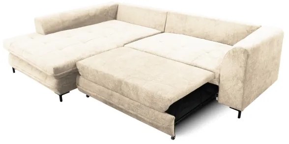 Ággyá alakítható, tárolós L-alakú sarokülőgarnitúra LAGOA, balos, bézs/barna