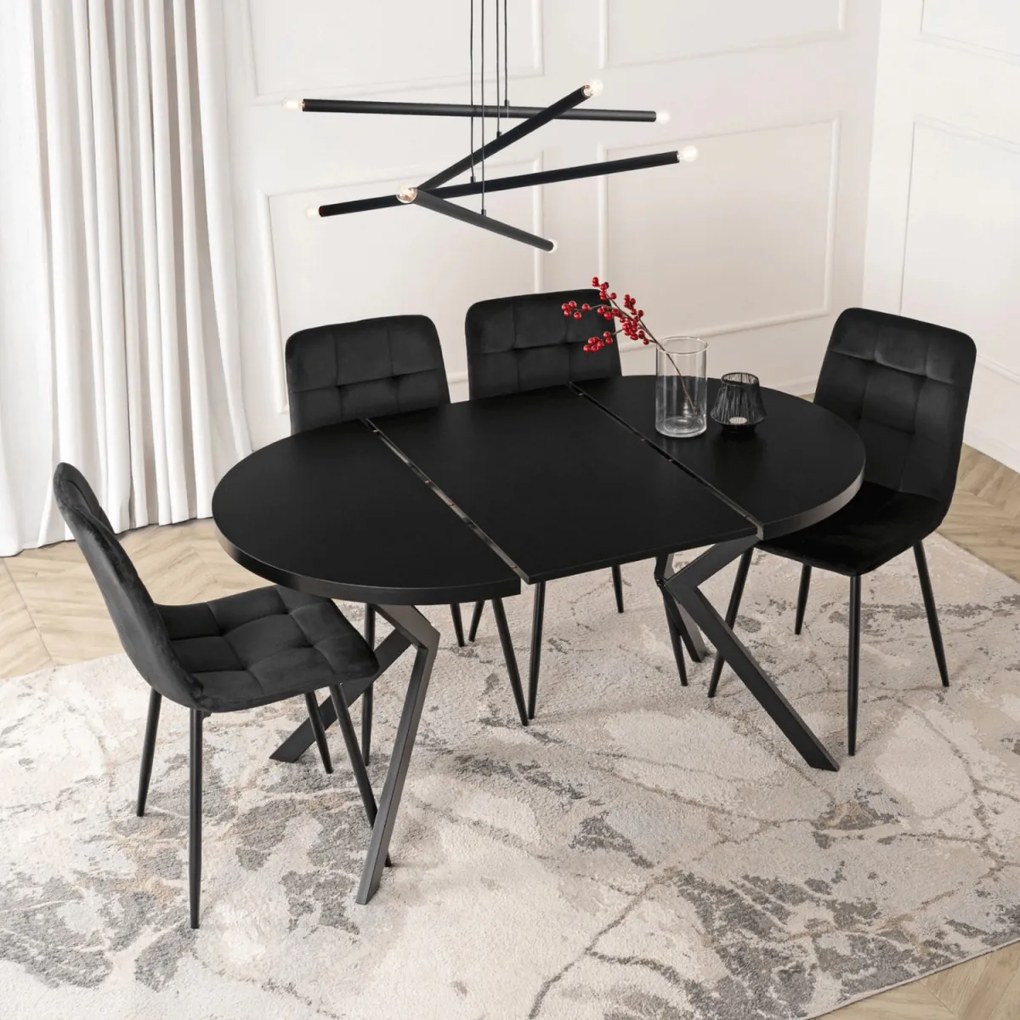 Kihúzható étkezőasztal 90–190 cm méretben, fekete színben LUGO