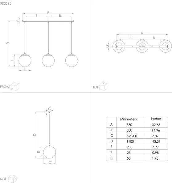 Eglo 900395 - Csillár zsinóron RONDO 3xE27/40W/230V