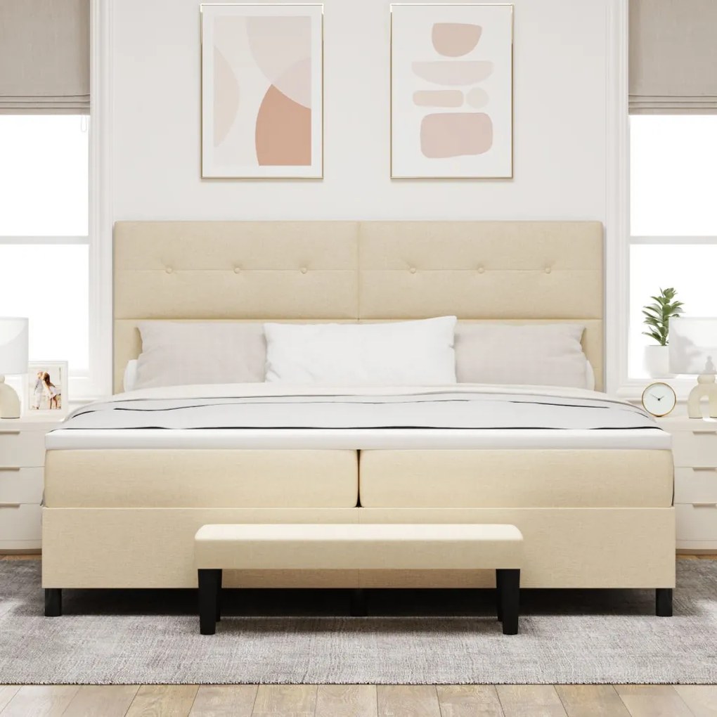 Box Spring Ágy Matraccal és Pad Mokka 200x200 cm Szövet