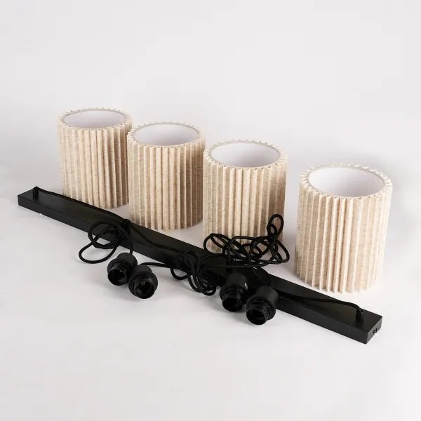 Brilagi - Zsinóros csillár NORDIC WAVE 4xE27/15W/230V lenvászon/fekete