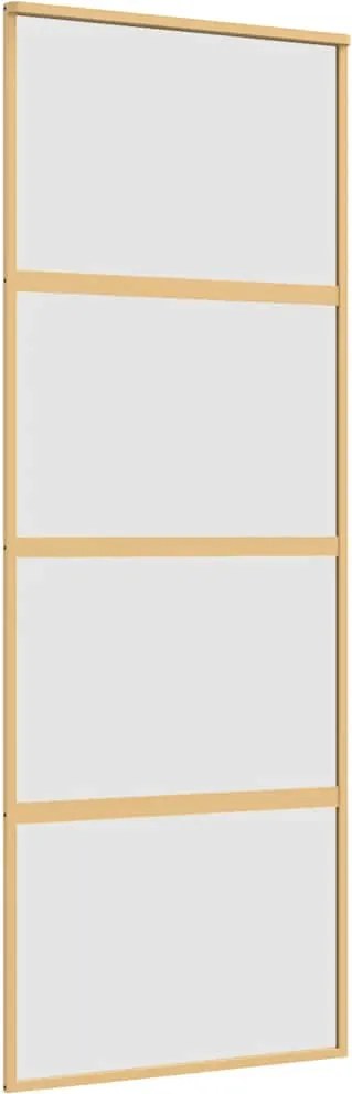vidaXL aranyszínű ESG tejüveg és alumínium tolóajtó 76 x 205 cm