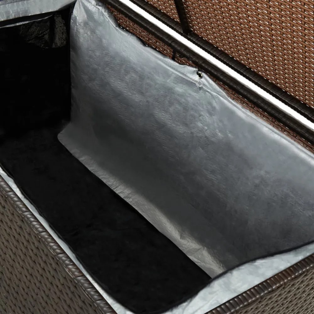 barna polyrattan kerti tárolóláda 100 x 50 x 50 cm