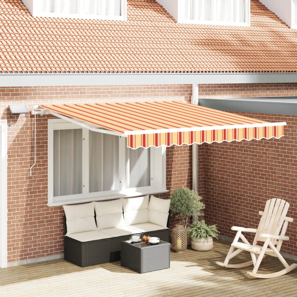 Kézi Visszahúzható Napernyő LED-del, Sárga és Narancs 300x250 cm