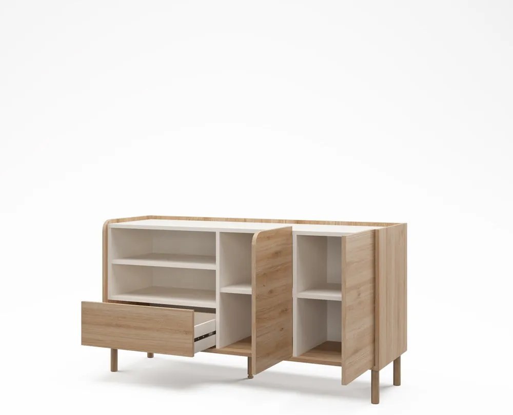 Natúr színű komód tölgyfa dekorral 141x75,5x44 cm Monza – Marckeric