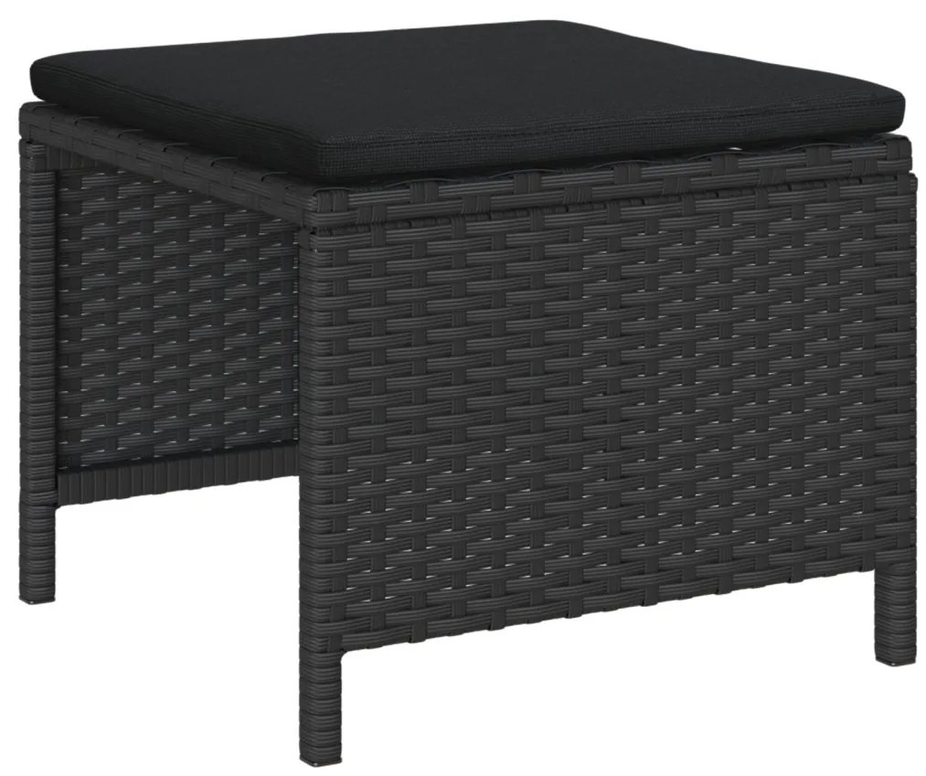 Kültéri Kanapészett - Fekete Műrattan, Fa Közepes Tartós