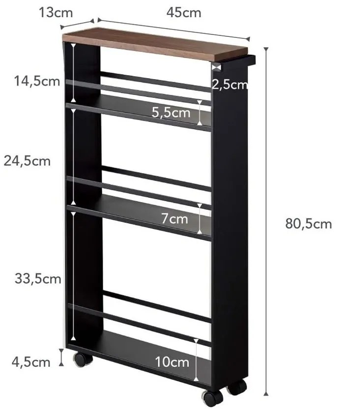 Fekete fém fürdőszobai polcos állvány 47,5x81 cm Tower – YAMAZAKI