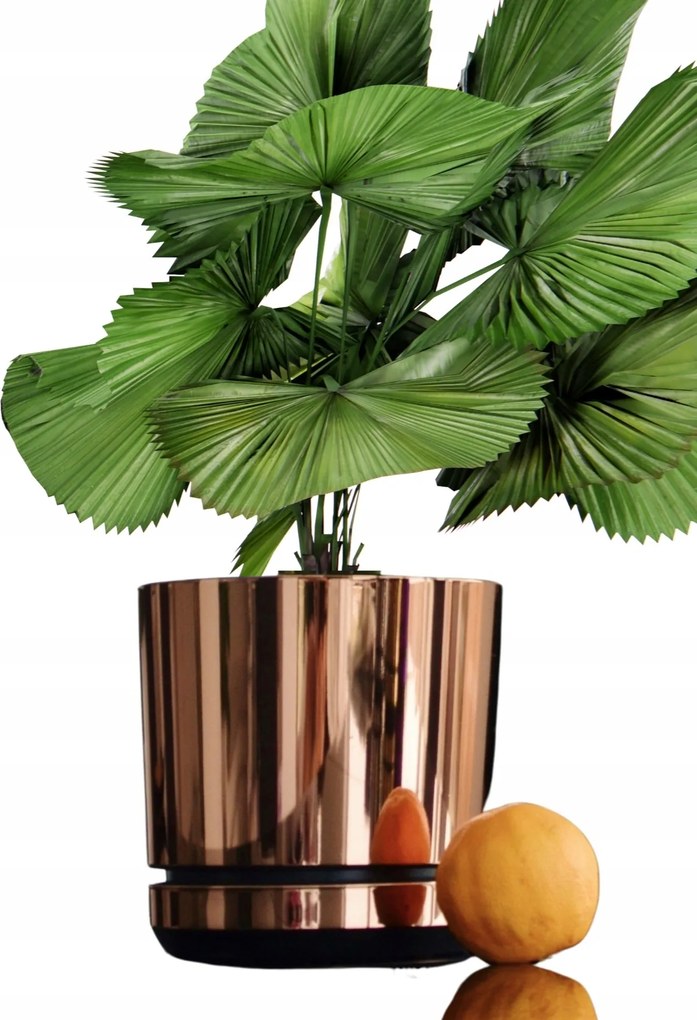 18 cm-es Virágcserép állvánnyal Lazac rózsaszín arany magas fényű glamour