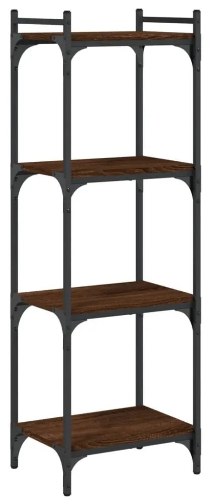 4 szintes barna tölgy színű szerelt fa könyvespolc 40x30x120 cm