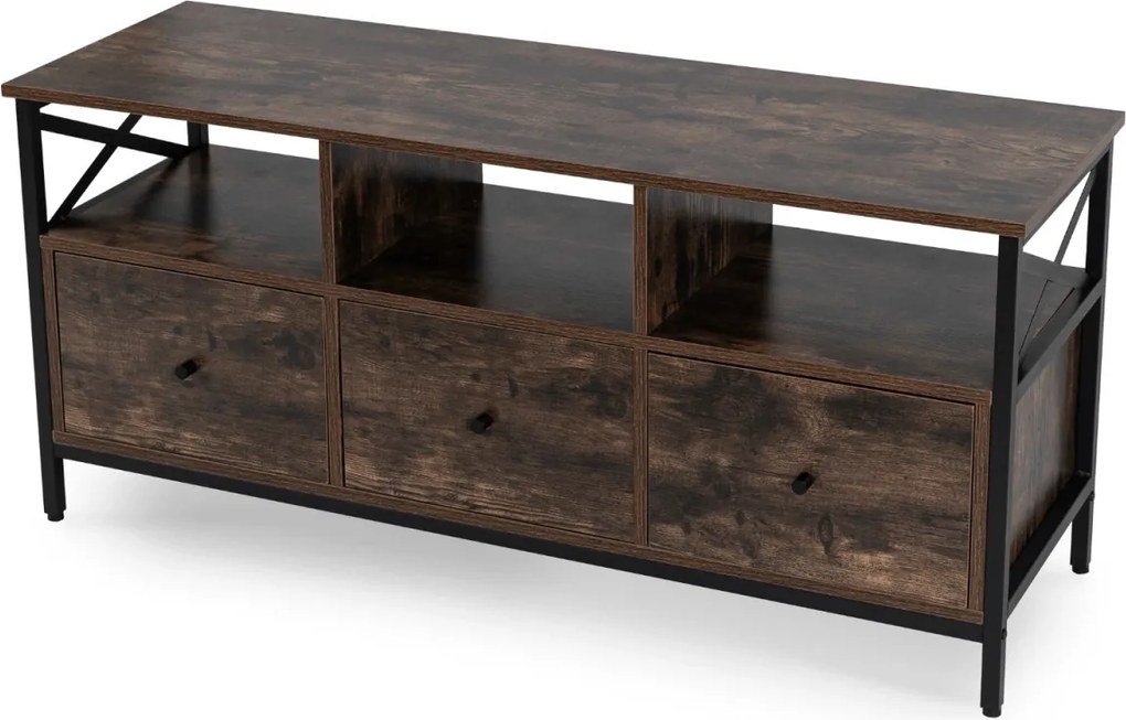 TV-szekrény 120 cm méretben, fiókos kivitelben, rusztikus tölgy színben ZONE