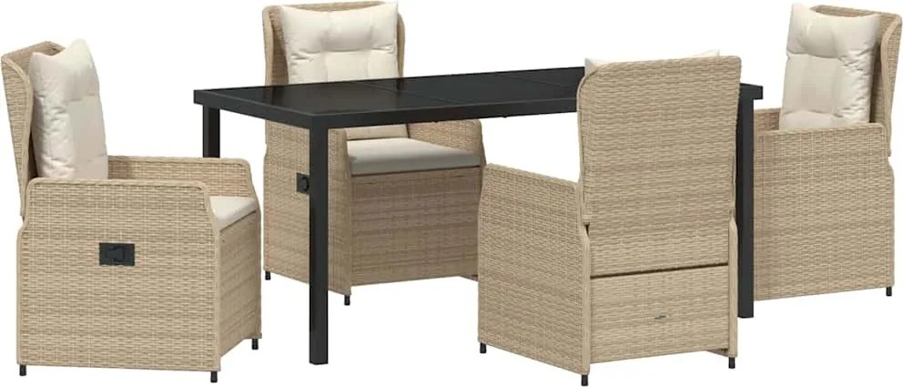 vidaXL Kert étkező szett 5 pcs Beige és Világosszürke polirattan