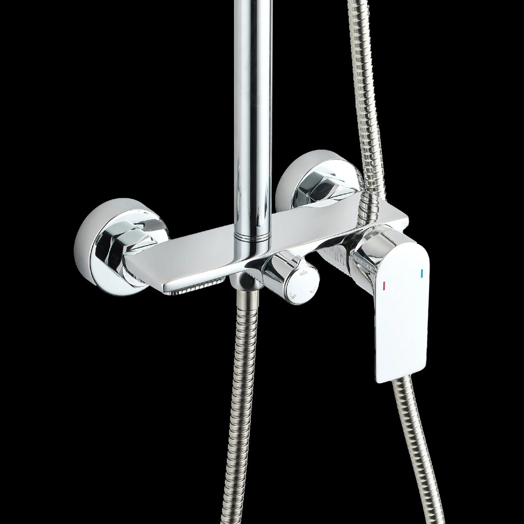 Invena Rikia, zuhanyszett 3 funkciós karos keverőcsappal, kézi és fejzuhannyal, króm, INV-AU-24-B01-G