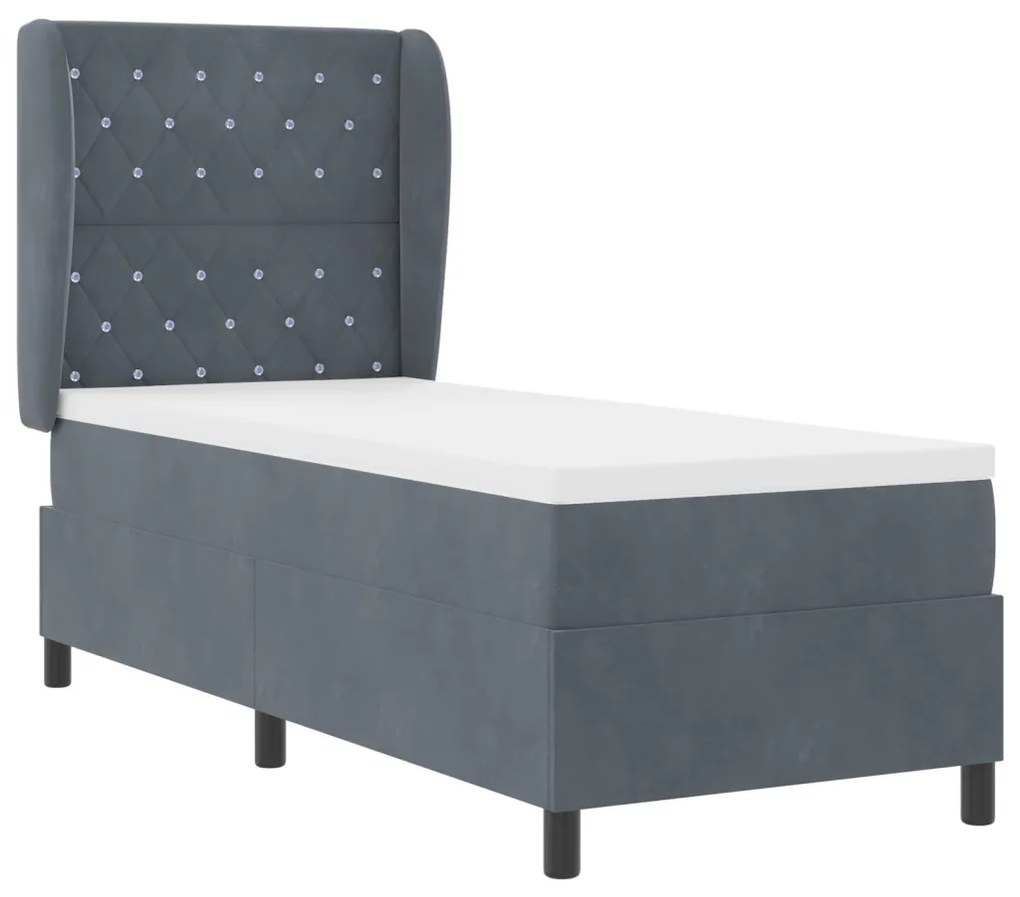 vidaXL Boxrugós ágy matracmal Sötétszürke 200 x 80 cm Poliészter