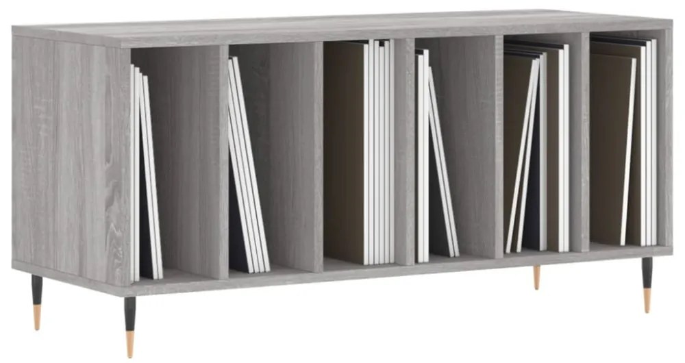 szürke sonoma színű szerelt fa hanglemezszekrény 100x38x48 cm
