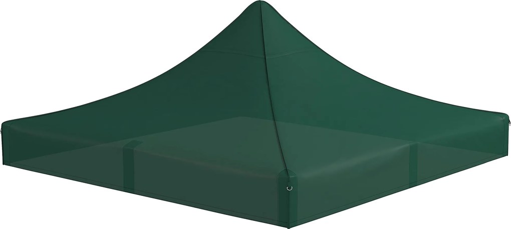 Outsunny 3x3 m-es Ünnepi Pavilon Tető Csere Vászon Sötétzöld Oxford Anyagból, Csúcsos, Vízálló és UV-álló Tetővel | Aosom