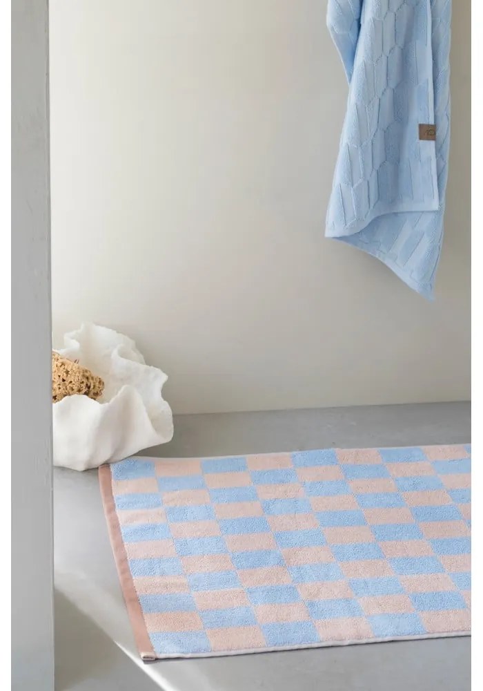 Kék-rózsaszín bio pamut fürdőszobai kilépő 50x80 cm Retro – Mette Ditmer Denmark