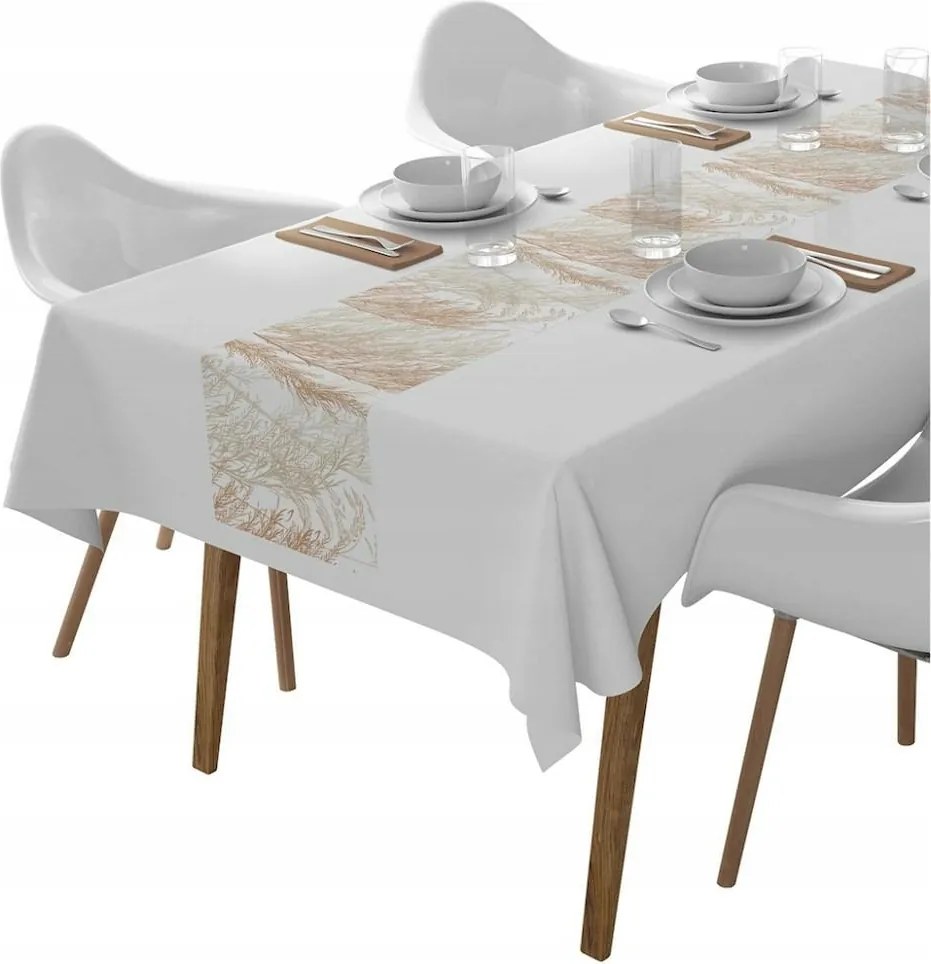 Futópad abrosz 45x140 fehér bézs levelek