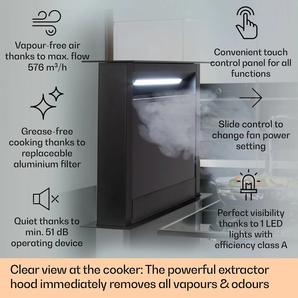 Klarstein Royal Flush Eco, páraelszívó, 60 cm, 576 m³/ó, A+