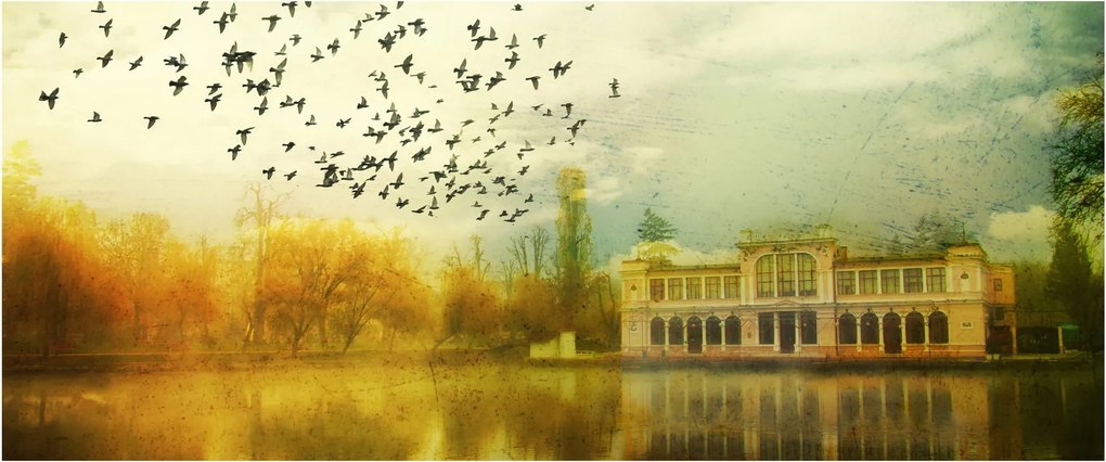 A festett táj képe lakóhelyel (120x50 cm)