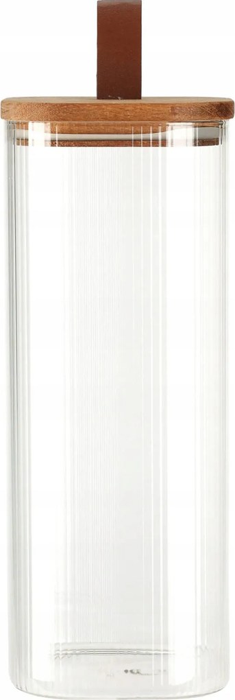 Üveg Tégely, Légmentesen Záródó Fa Fedéllel, 1900 ML, Eh