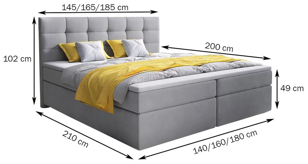 GLOS kárpitozott boxspring ágy, 180x200, cosmic 160