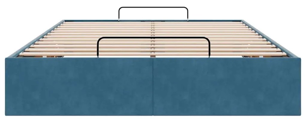 Ottomán ágykeret matrac nélkül sötétkék 120x190 cm bársony