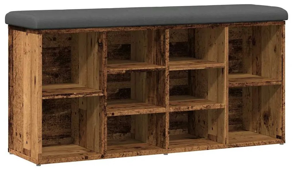 antik fa szerelt fa cipőtároló pad 102x32x50 cm