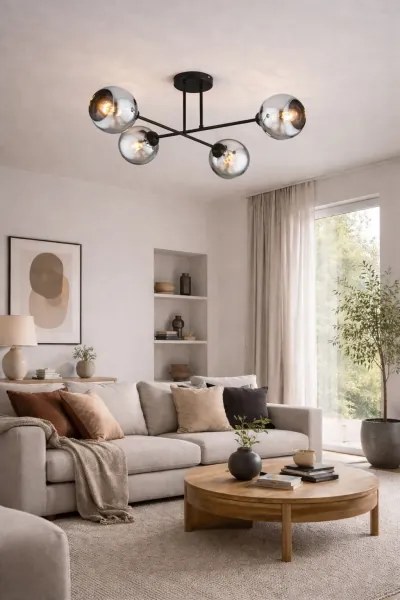 Brilagi - Felületre szerelhető csillár DIOR 4xE27/60W/230V fekete/füstszürke