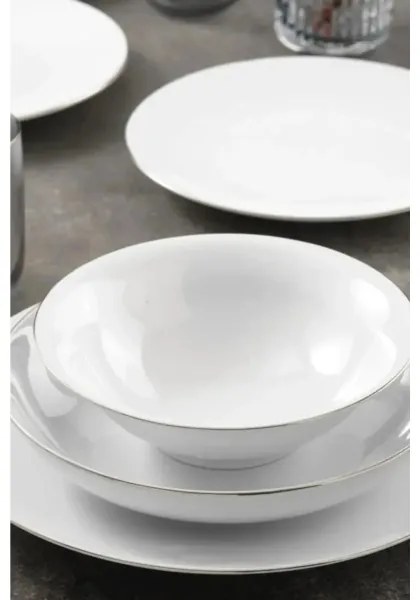 8 részes étkészlet, fehér/ezüst, porcelán