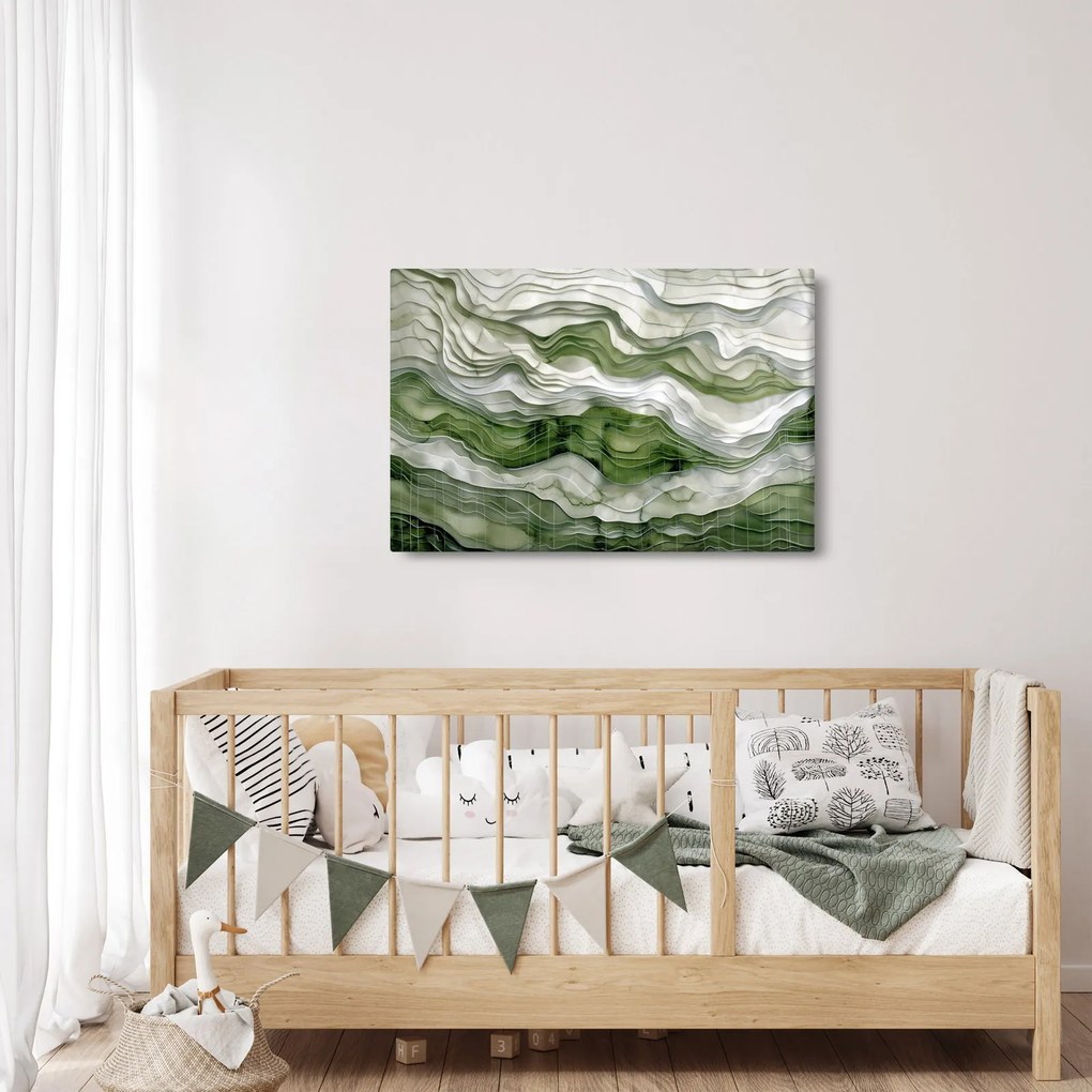 Kép - Zöld és fehér fodrok (90x60 cm)