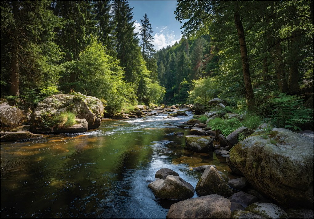 Fotótapéta Erdő Folyó Természet Fák Hálószoba Nappali Tapéta Flizelina 300x210