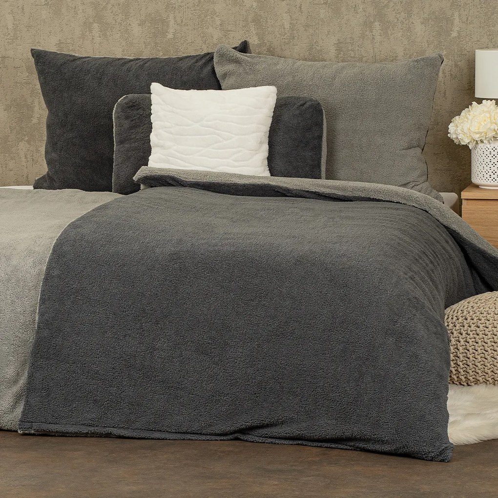 4Home Teddy gyapjú hatású ágyneműhuzat, szürke, 140 x 200 cm, 70 x 90 cm
