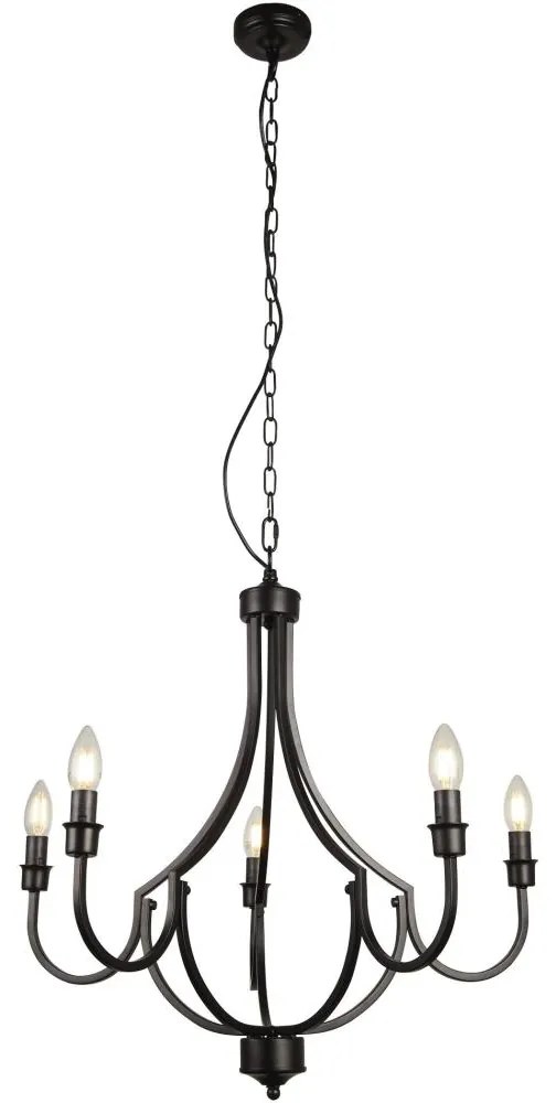 Searchlight 82915-5BK - Csillár láncon LODGE 5xE14/60W/230V fekete