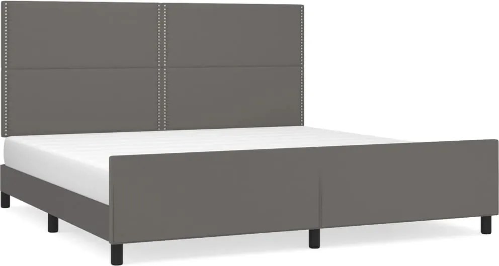 vidaXL szürke műbőr ágykeret fejtámlával 200 x 200 cm