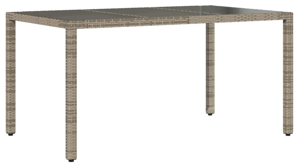 vidaXL szürke polyrattan üveglapos kerti asztal 150 x 90 x 75 cm