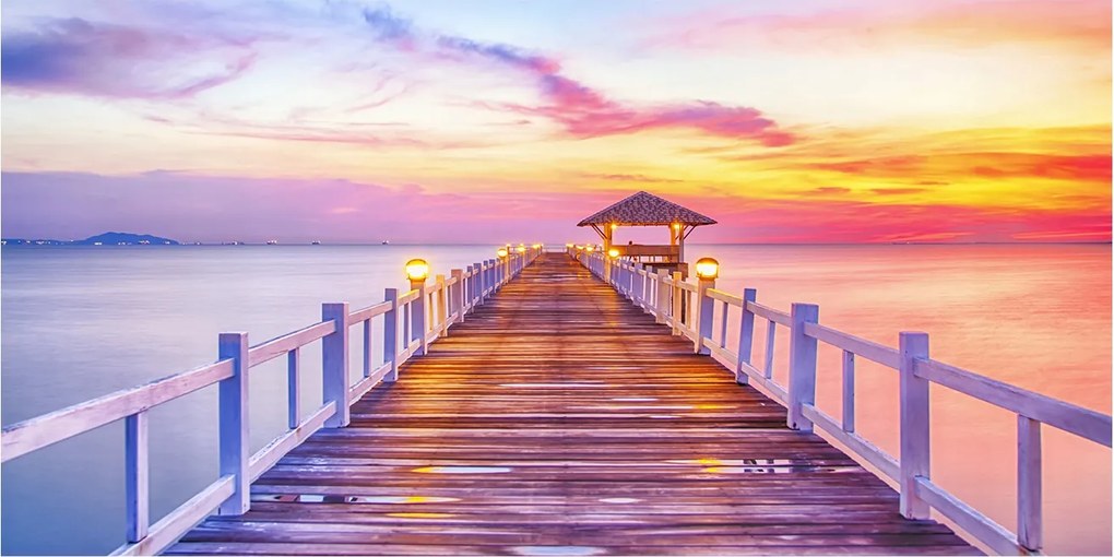 Fotó kép edzett üveg Fa móló 140x70