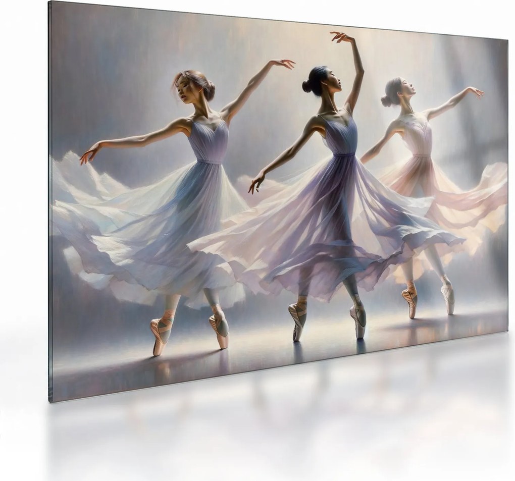 Üveg kép - Három balerina (70x50 cm)