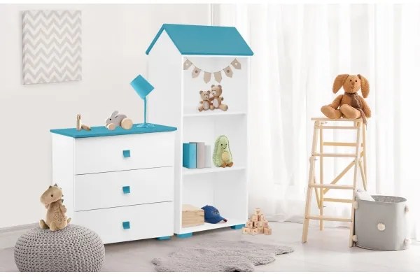 Szekrény PABIS 87x83 cm fehér/kék