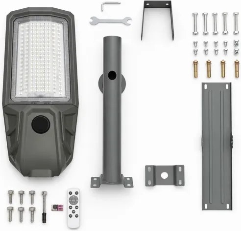 LED dimmelhető utcai lámpa érzékelővel és napelemmel KOBRA 400W/24000 mAh IP65 antracit + távirányító